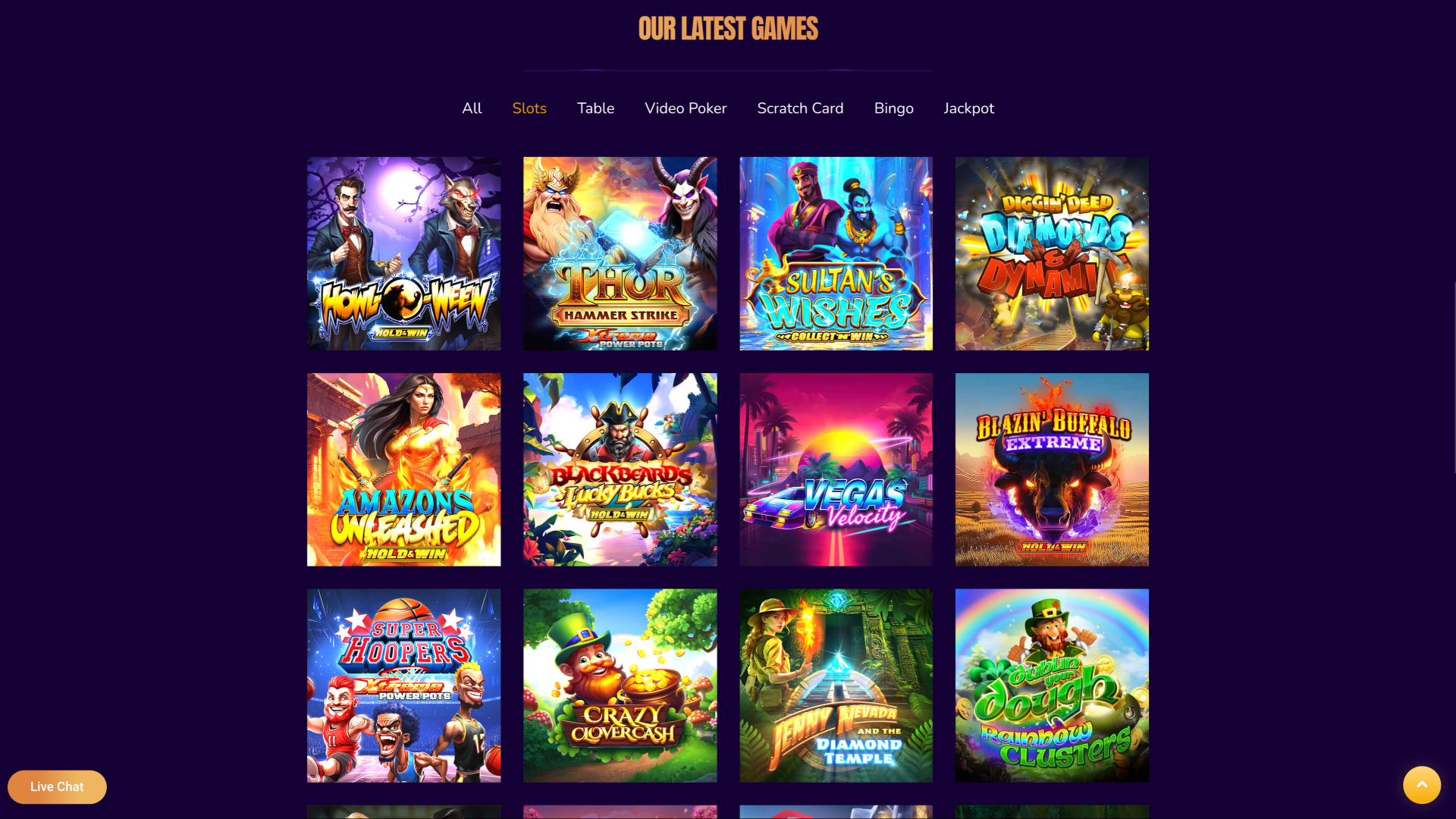 Jeux du casino CoinBets777 sur ordinateur