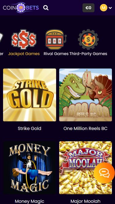Imagen del bote móvil del casino CoinBets777