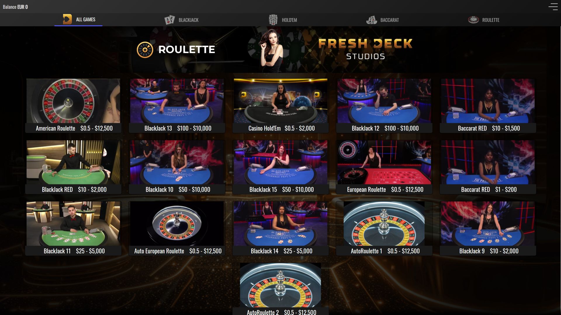 Casino CoinBets777 con crupier en vivo para escritorio