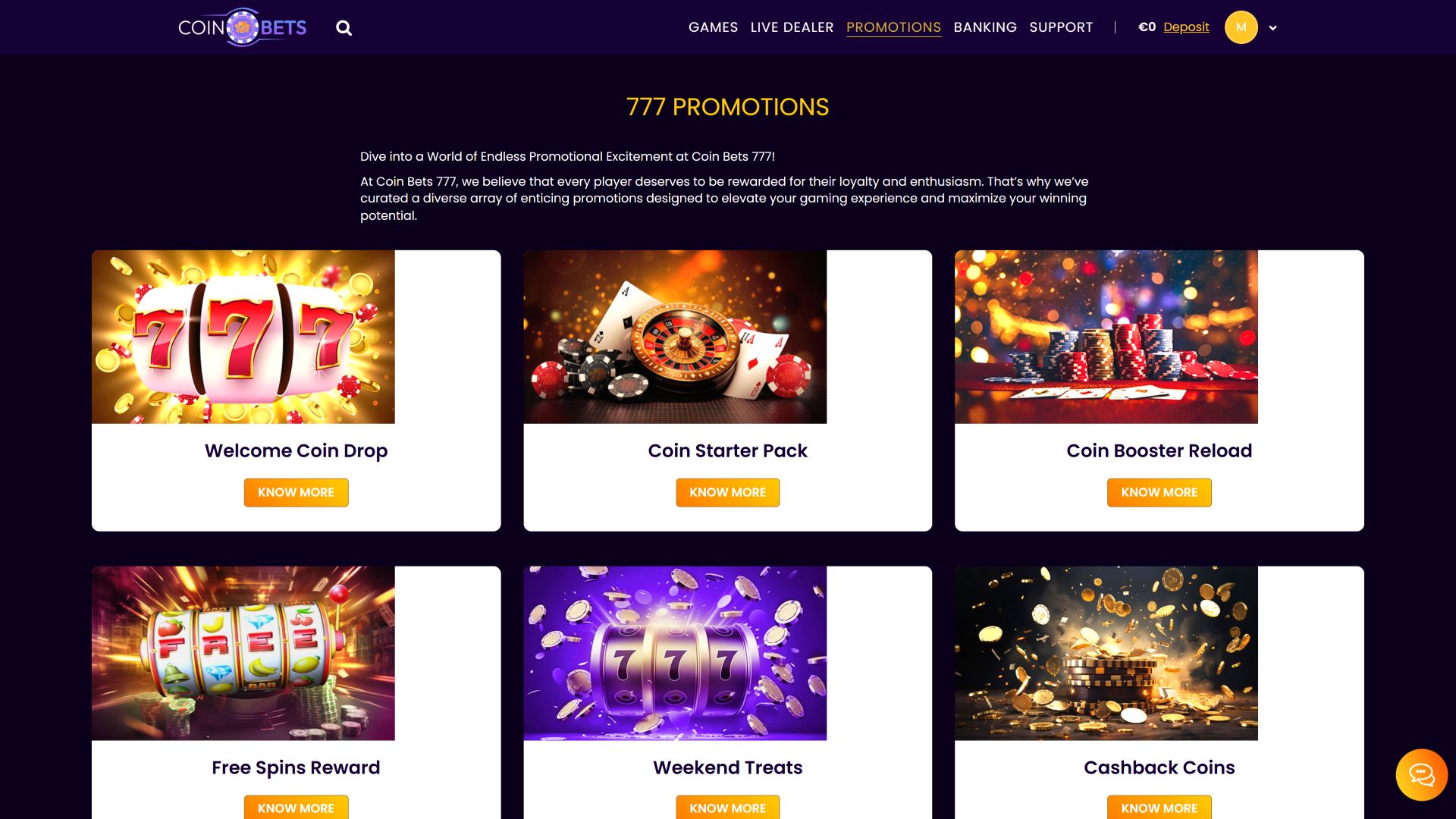 Promociones de imágenes de escritorio del casino CoinBets777