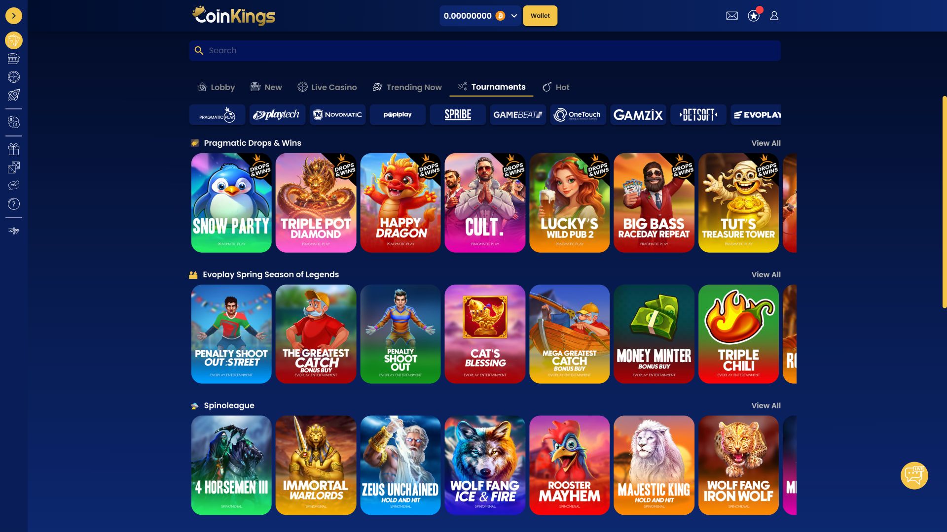 Tournois de casino sur ordinateur CoinKings