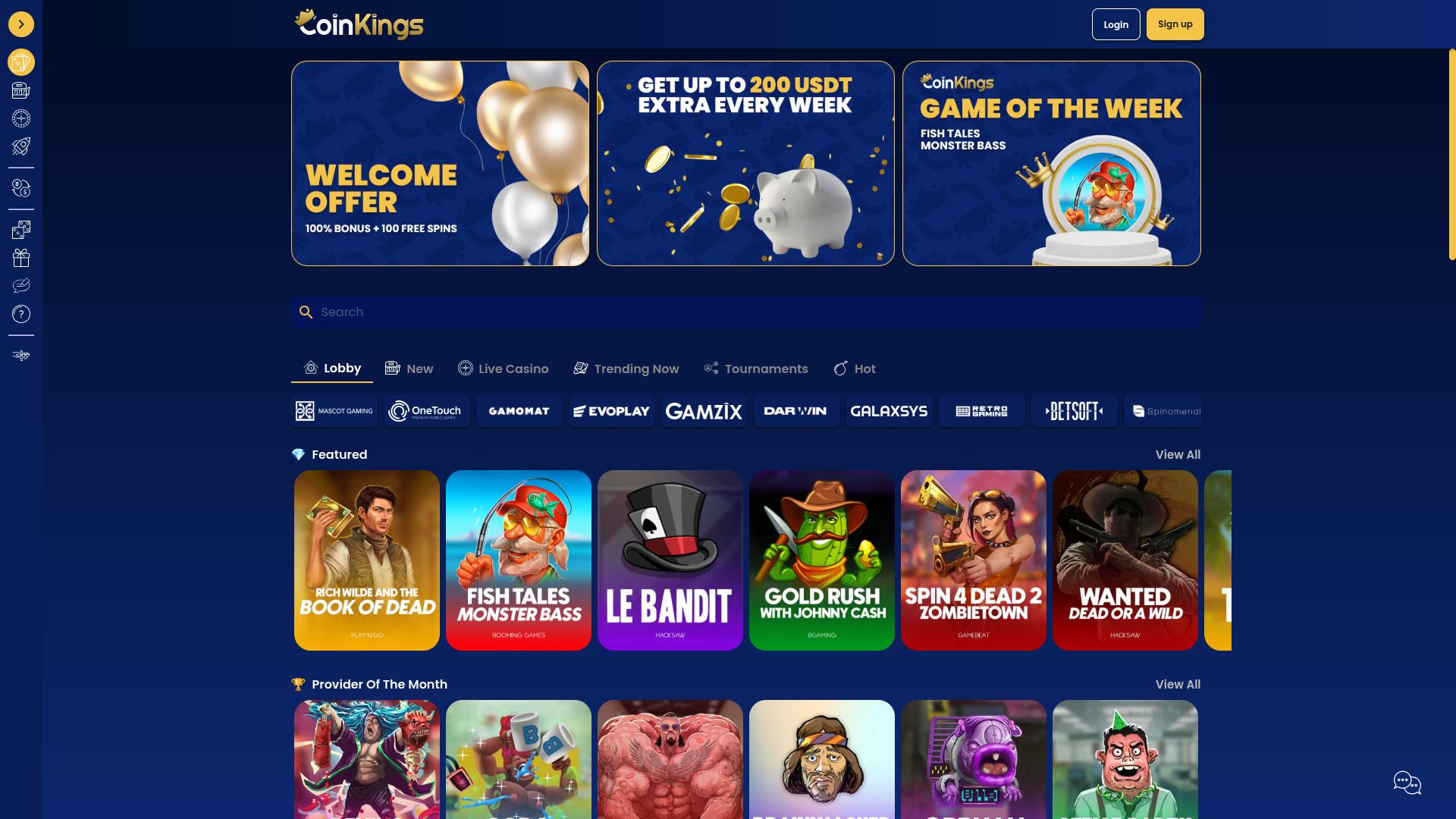 Coinkings Casino Startseite Desktop