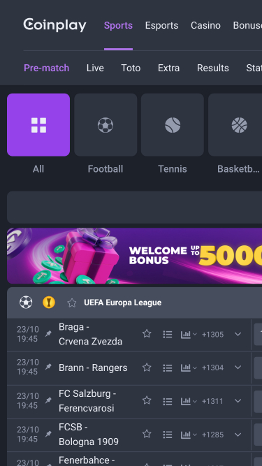 Sports du casino Coinplay sur mobile