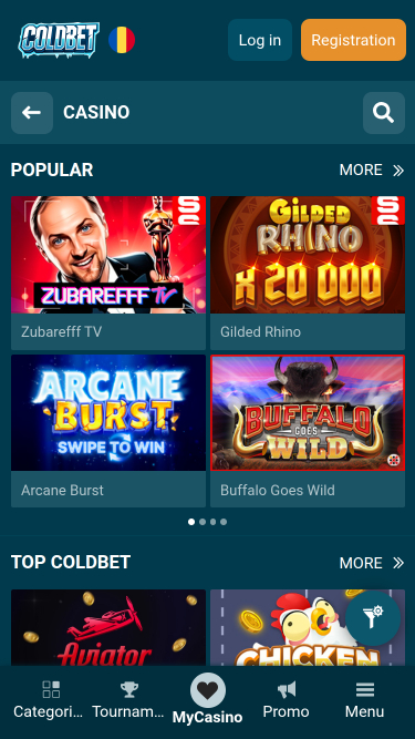Coldbet Casino Mobile Games