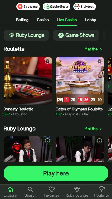تطبيق ComeOn Casino Mobile Live Dealer