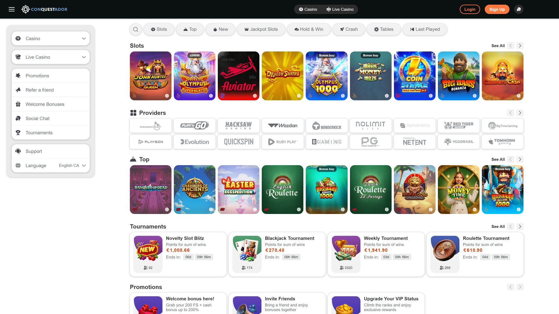 Développeurs du jeu Conquestador Casino Desktop Image