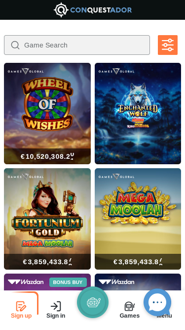 Jackpot du Casino Conquestador Mobile