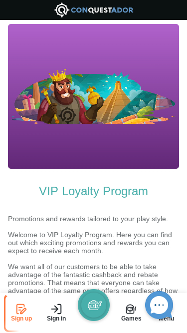 Programme VIP mobile Conquestador Casino