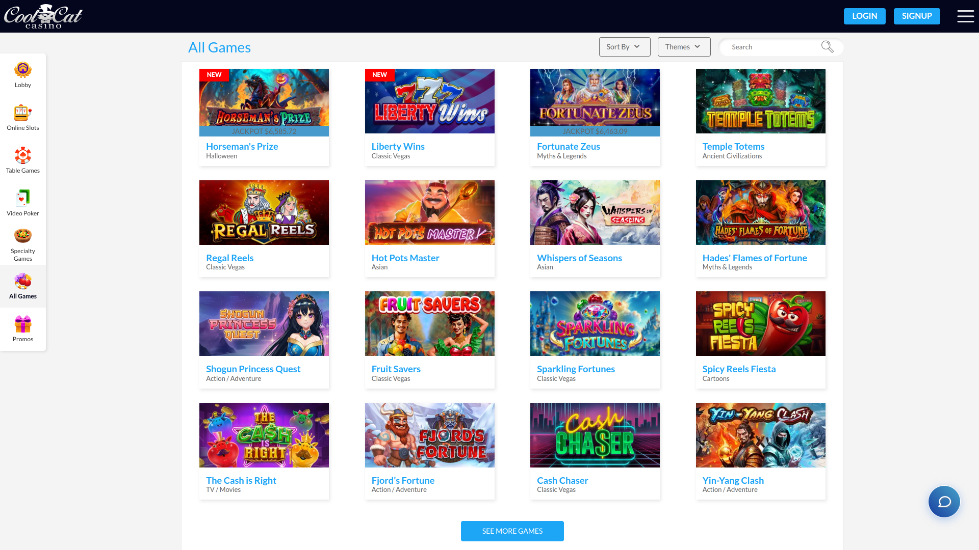 Jeux du Casino Cool Cat Bureau