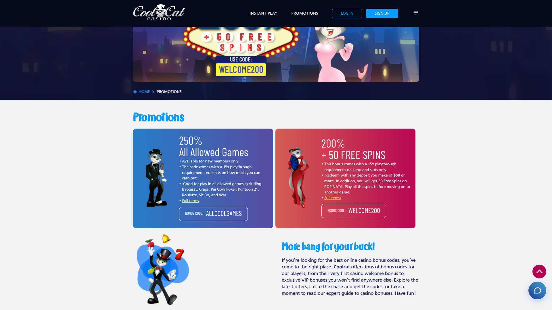 Promotions du Casino Cool Cat Bureau