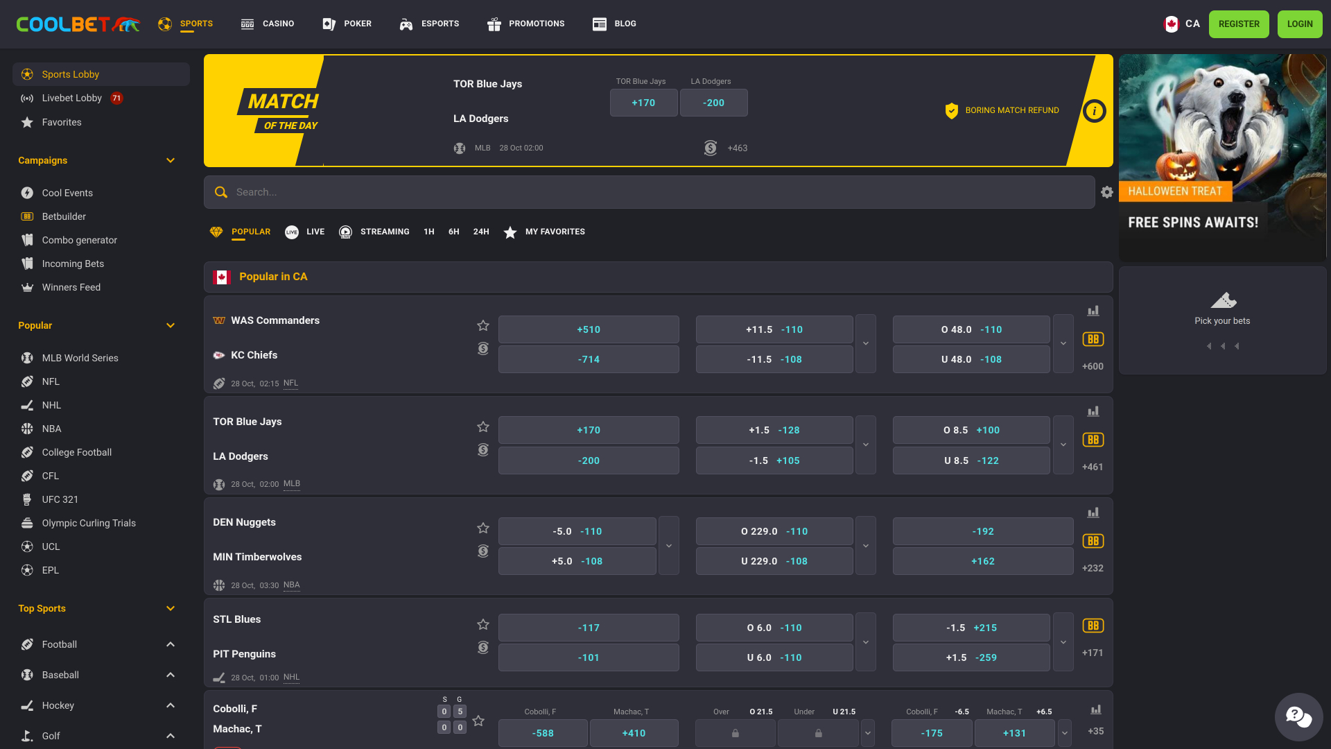 Coolbet Live Спорт Рабочий стол