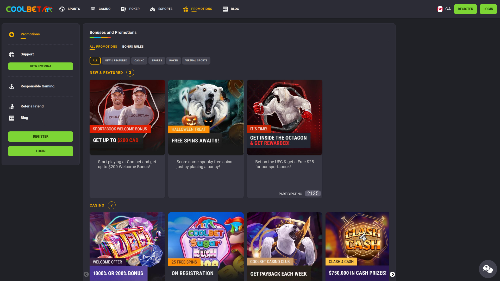 Акции Coolbet Рабочий стол