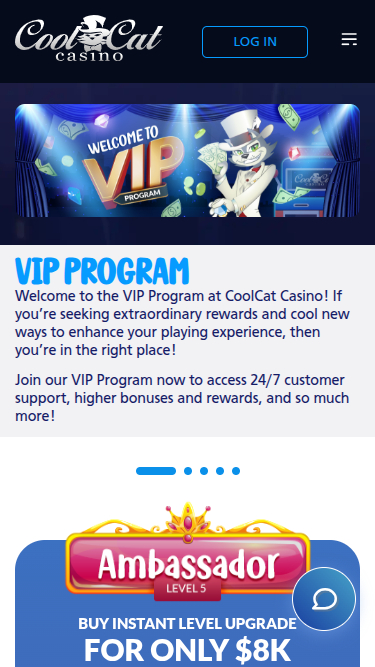 Programme VIP mobile Cool Cat Casino