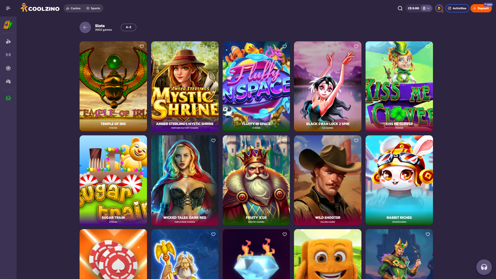 Coolzino Casino Spiele Desktop