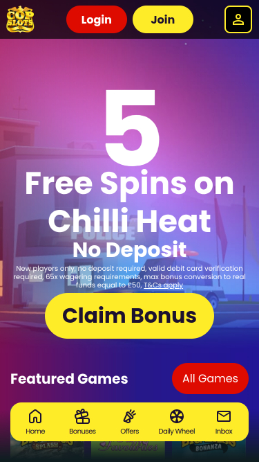 Page d’Accueil du Casino Cop Slots Mobile