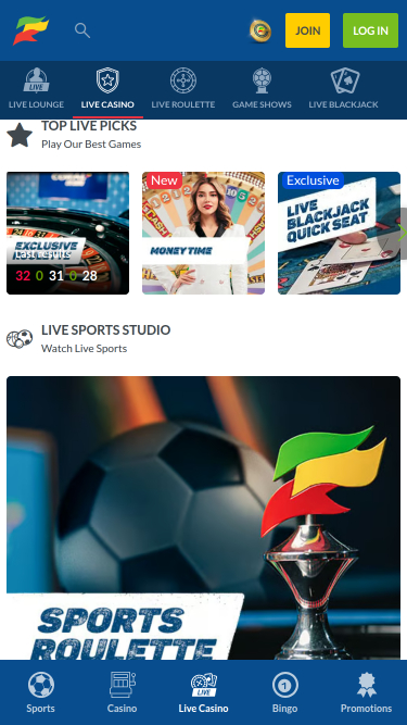 Coral Casinò Live Dealer Mobile