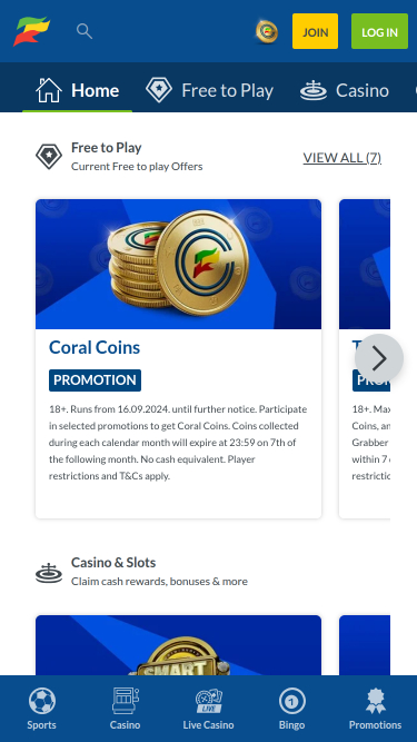 Promozioni del Casinò Coral Mobile