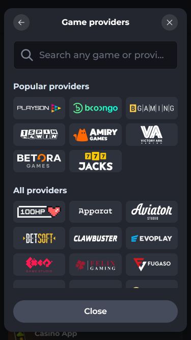 Corgibet Casino Mobile Image Game Developers