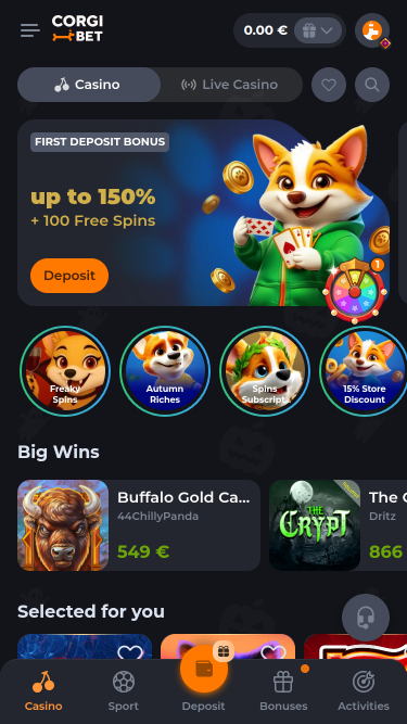 Corgibet Casino Startseite Mobil