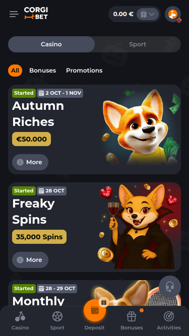 Corgibet Casino Aktionen Mobil