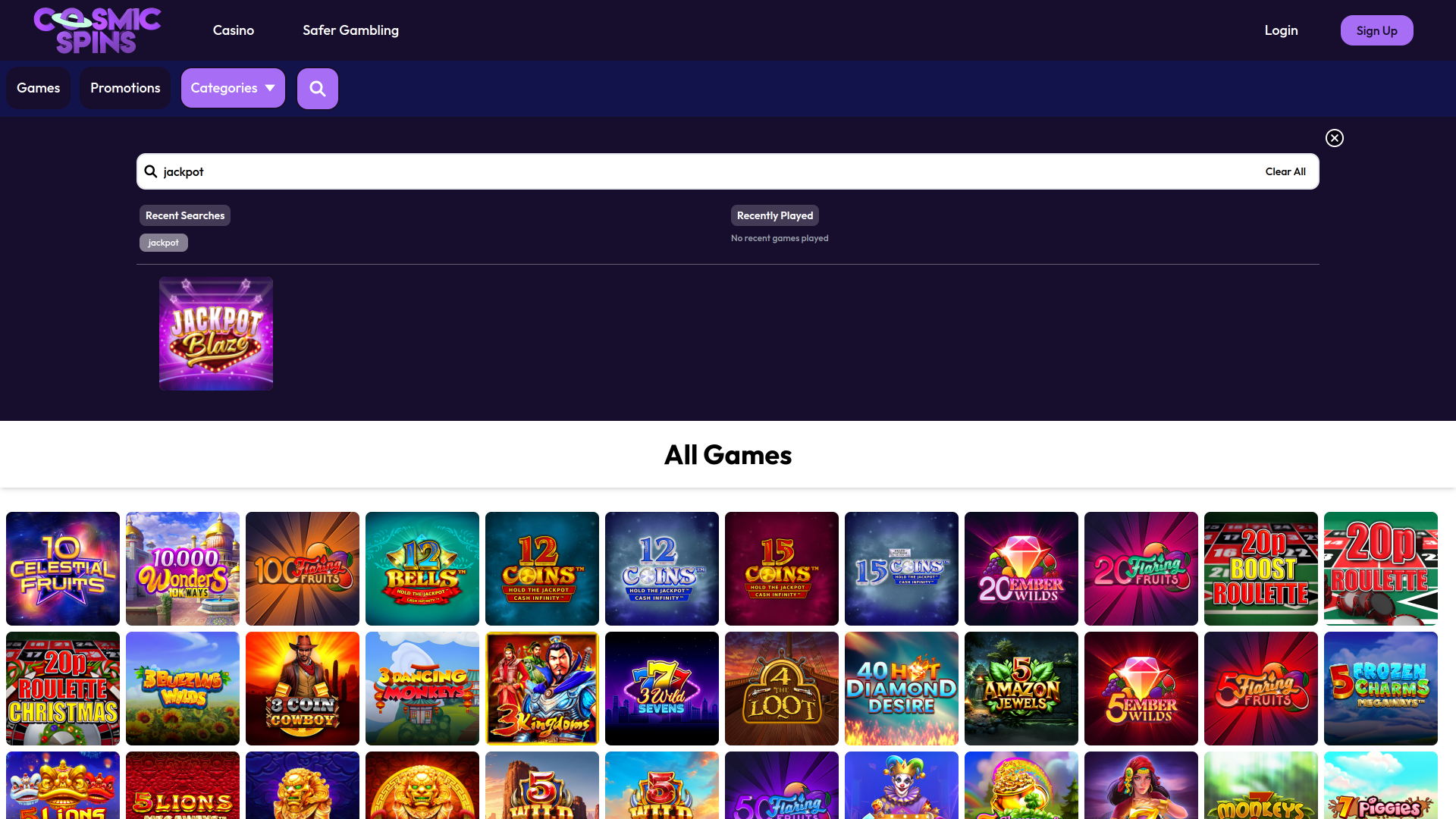 Jackpot du Casino Cosmic Spins Bureau