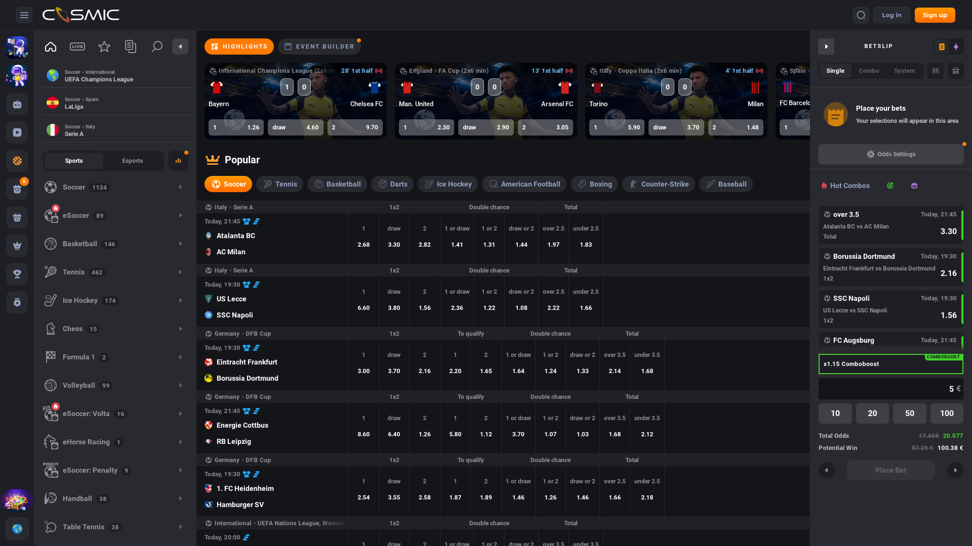 Sports en Direct du Casino Cosmicslot Bureau