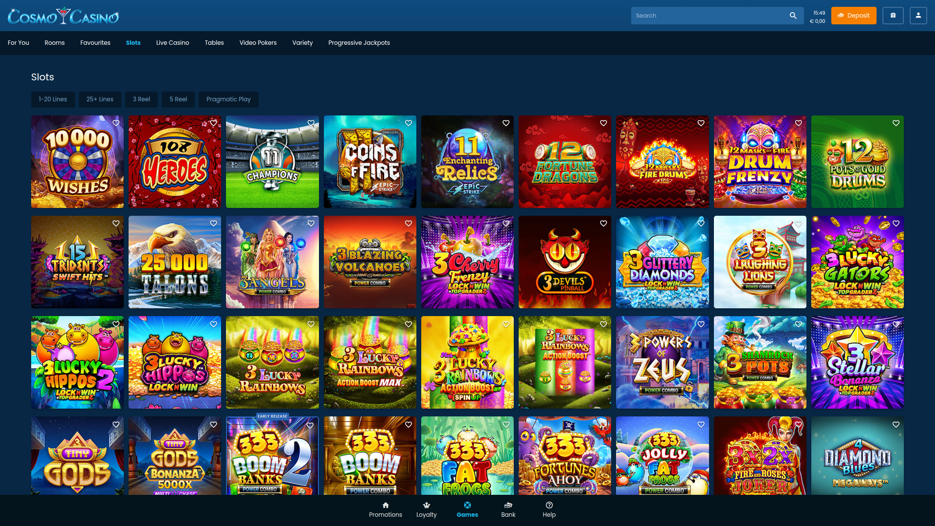 Jeux de Cosmo Casino Bureau