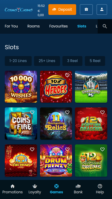 Jeux de Cosmo Casino Mobile