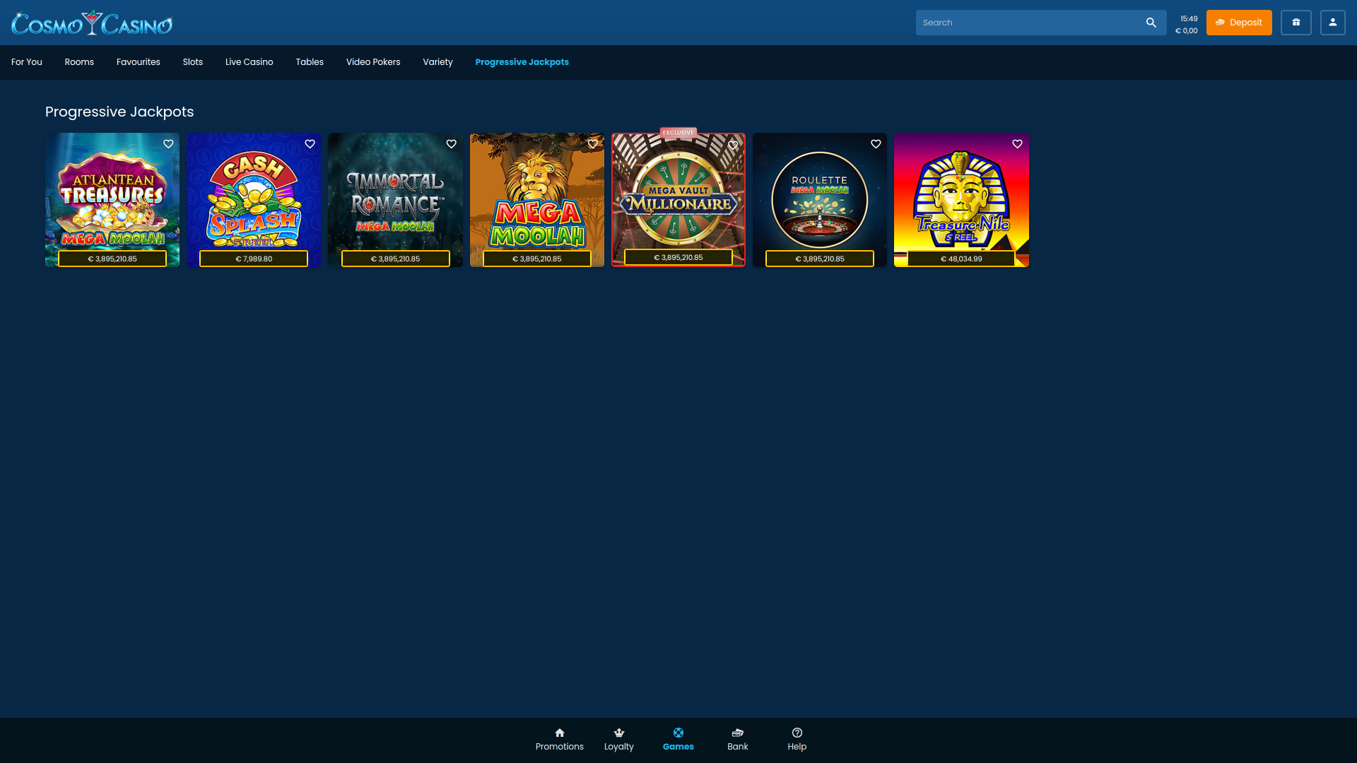 Jackpot de Cosmo Casino Bureau