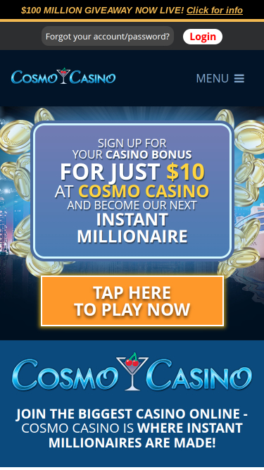 Promotions de Cosmo Casino Mobile
