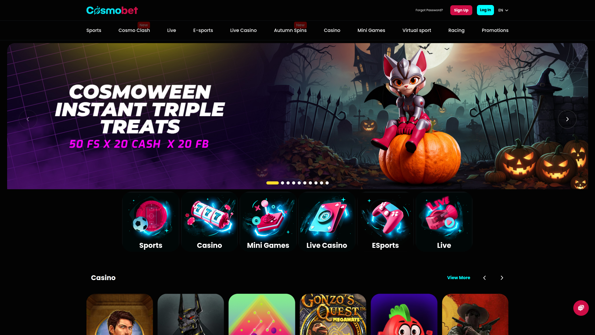 Page d’accueil de Cosmobet Bureau