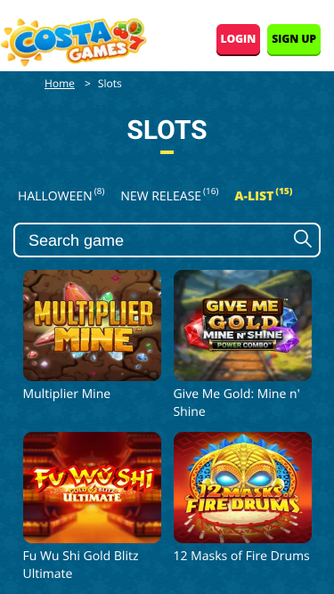 Juegos de Costa Games Casino Móvil