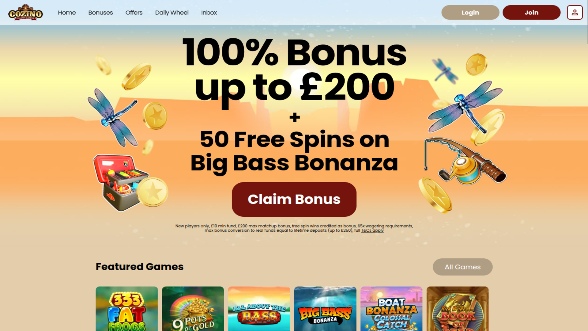 Página de inicio de Cozino Casino Escritorio