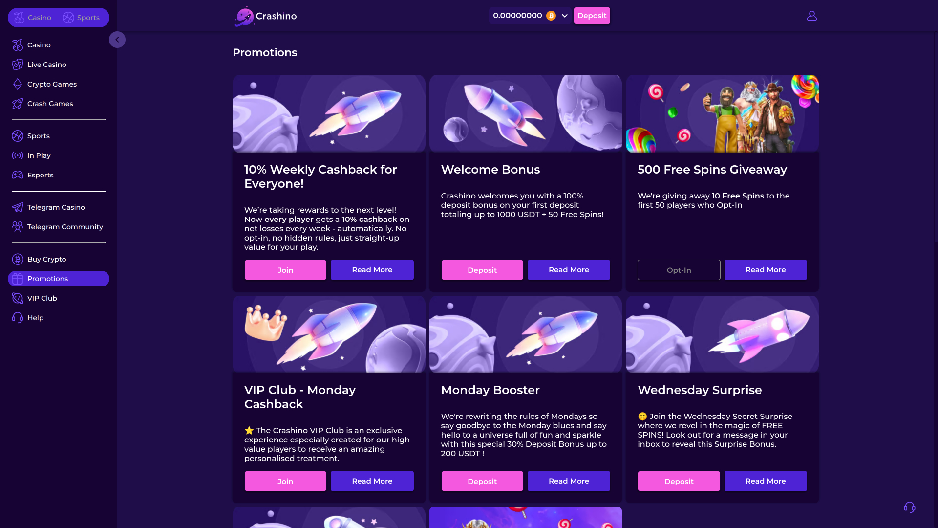 Promozioni di Crashino Desktop