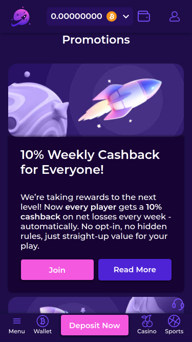 Promozioni di Crashino Mobile