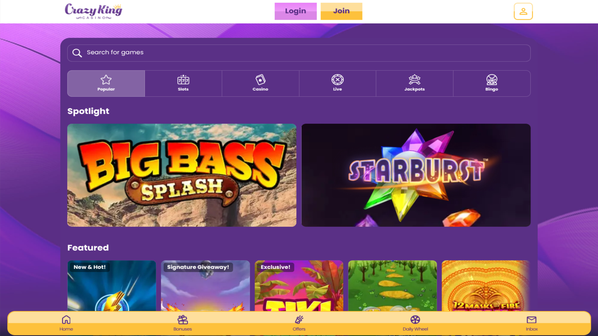 Jeux de casino Crazy King sur ordinateur