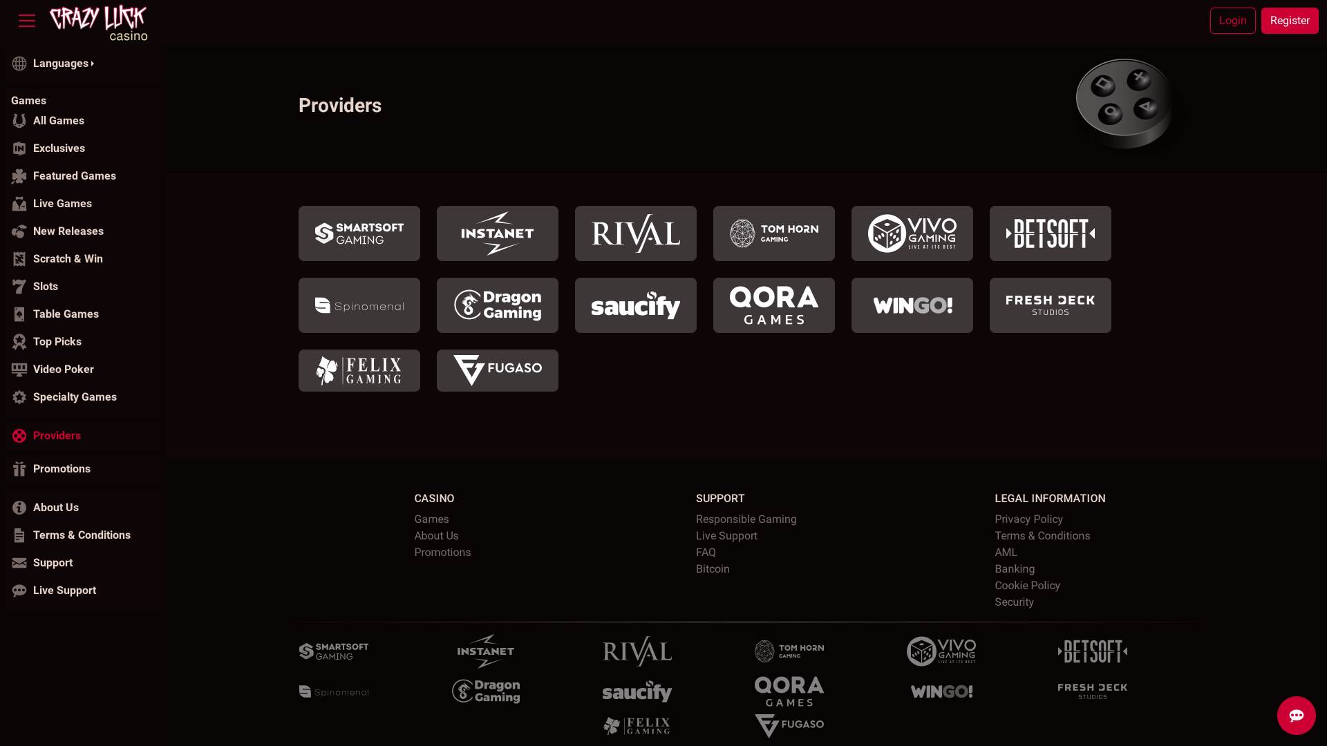 Développeurs de Jeux de Crazy Luck Casino Bureau