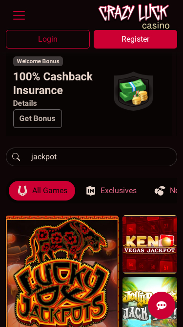 Jackpot de Crazy Luck Casino Mobile