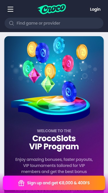 Programa VIP móvil del casino Crocoslots
