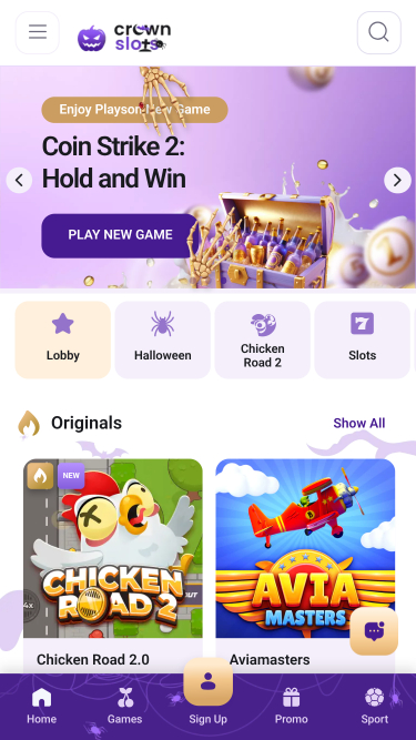 Página de inicio de Crown Slots Casino Móvil