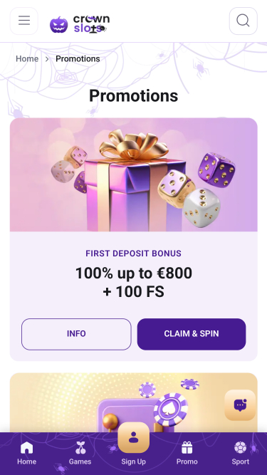Promociones de Crown Slots Casino Móvil