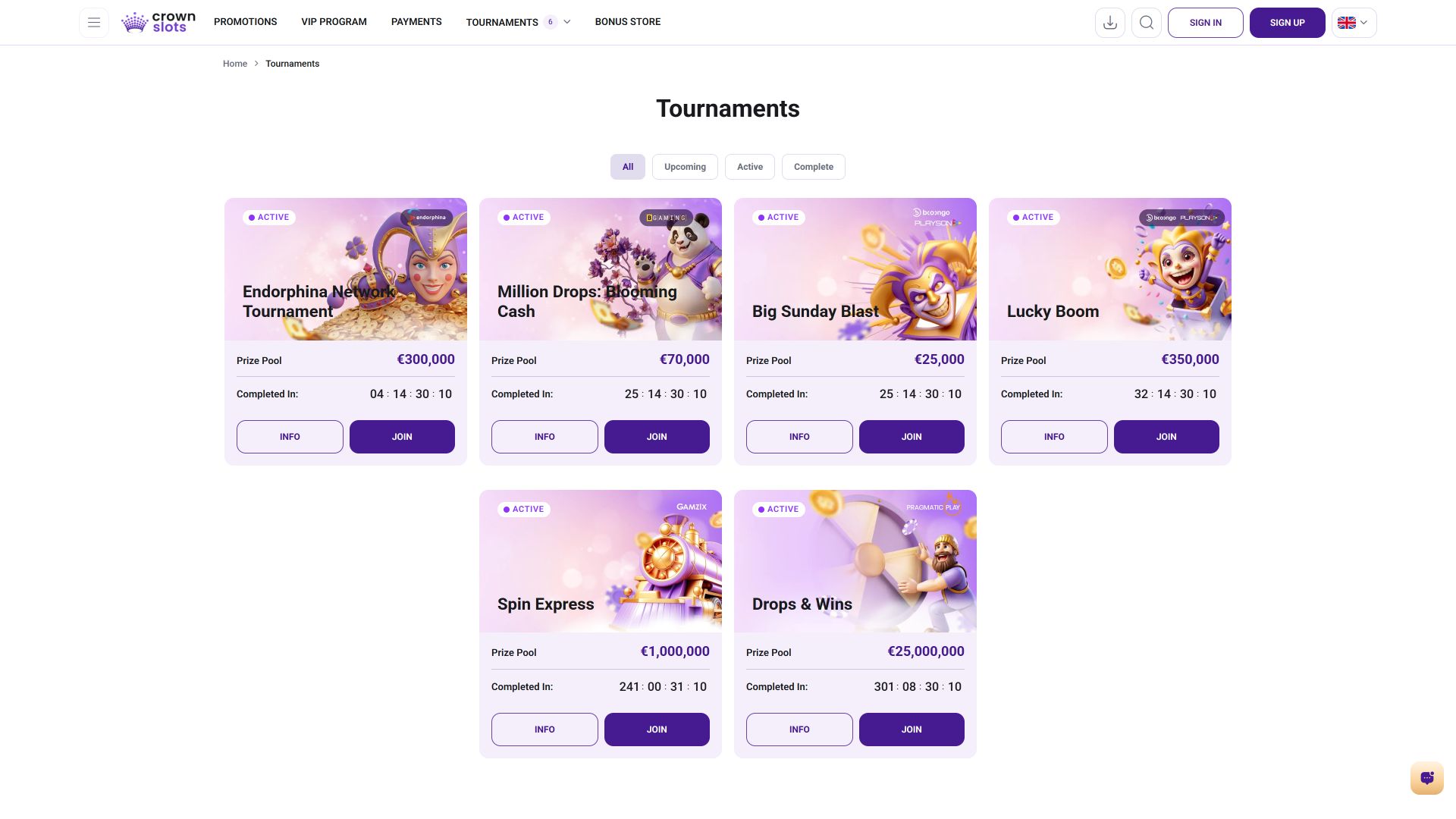 Torneos de escritorio del casino Crown Slots