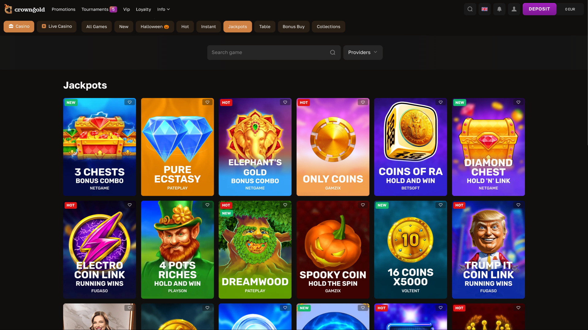 Crowngold Casino Jackpot Desktop