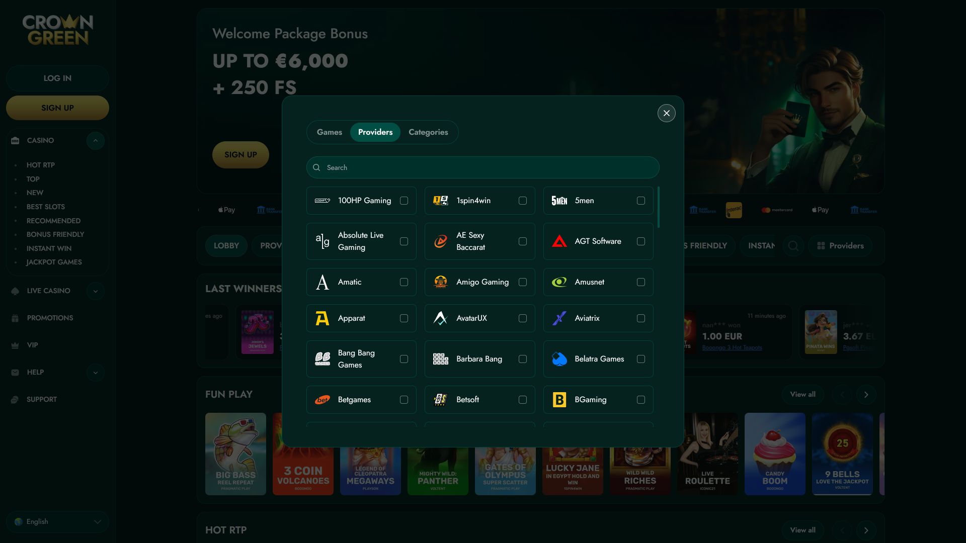 CrownGreen Casino Desktop Game Developers