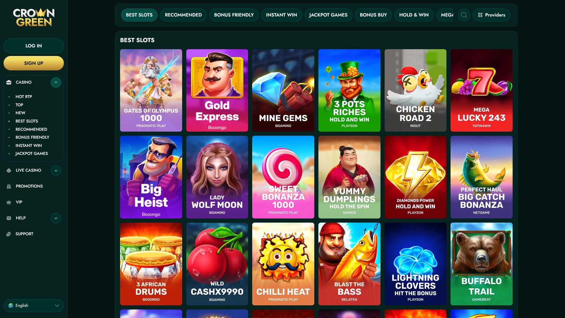 CrownGreen Casino Desktop Games