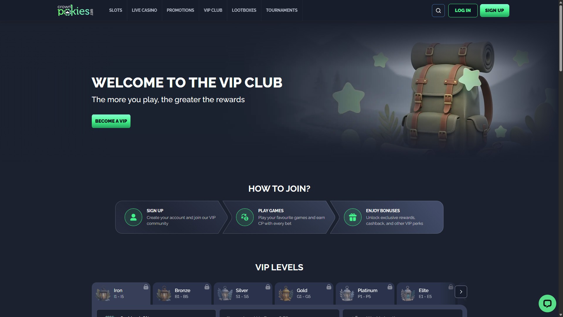 Programma VIP per desktop del casinò CrownPokies