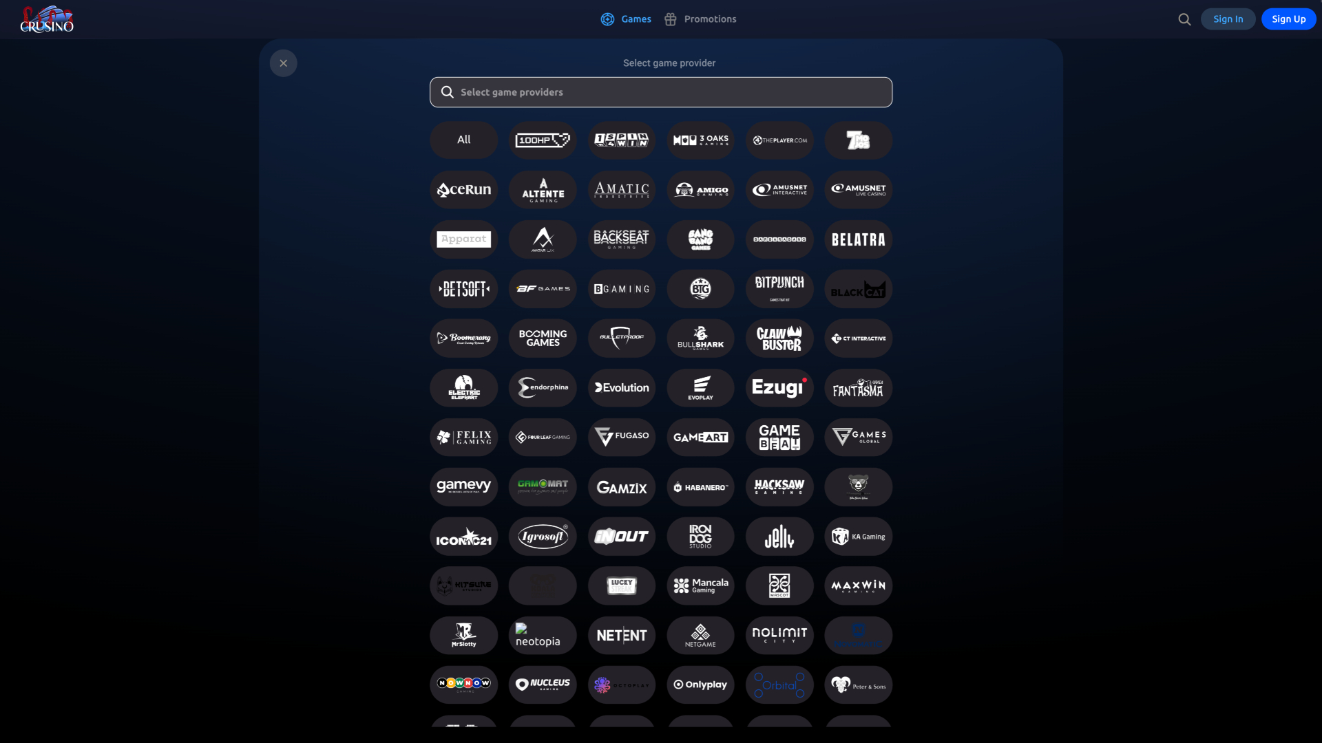 Crusino Casino Spieleentwickler Desktop