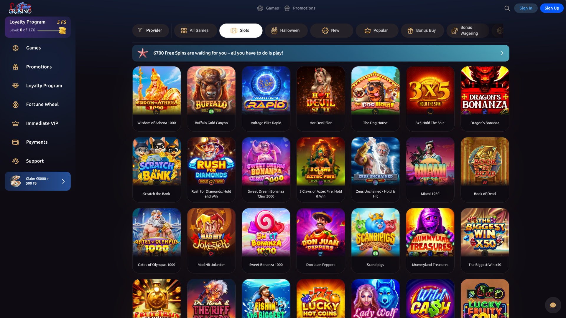 Crusino Casino Spiele Desktop