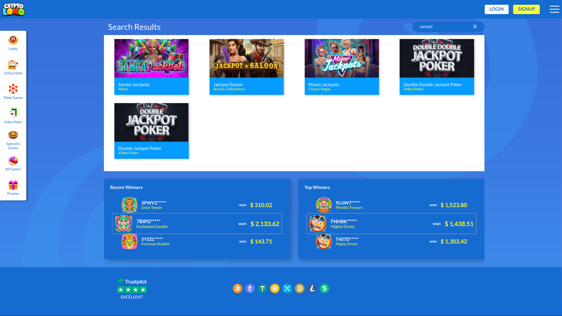 Jackpot du casino Crypto Loko Bureau