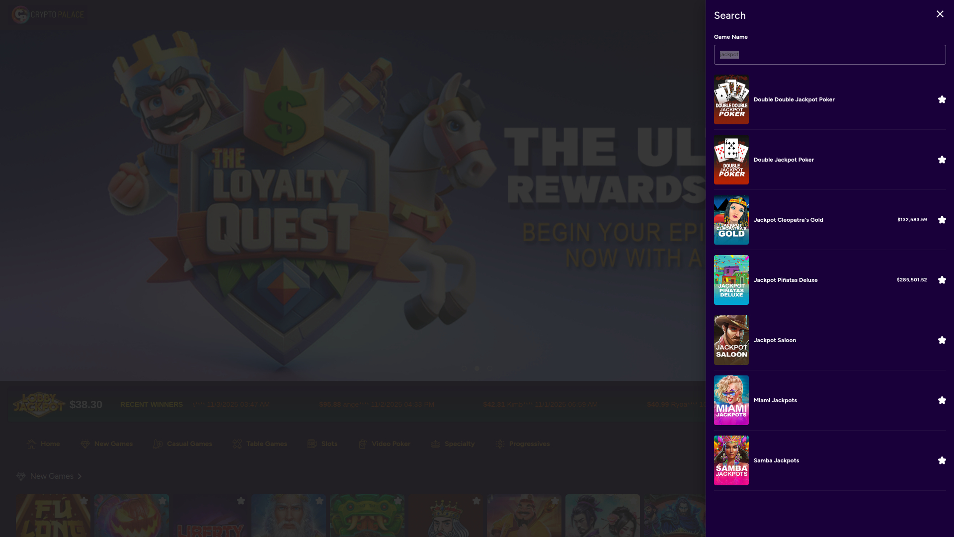 Crypto Palace Casino Jackpot Desktop